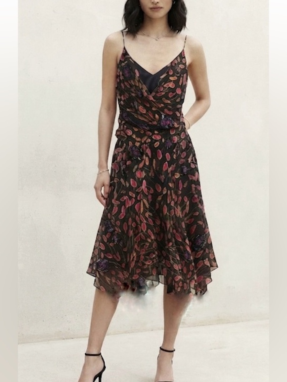 Diane von Furstenberg DVF Silk Floral Beaded Dress Size Small Black Pink New